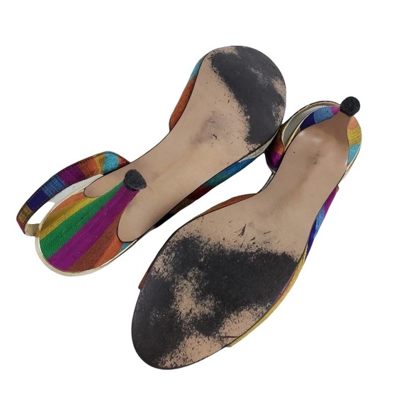 Paulette Rainbow Slingback Heel Peep Toe 7M - Picture 8 of 8